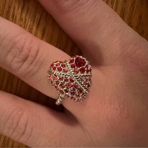 Swarovski Roxane heart ring with rhodium plating and crystal pave